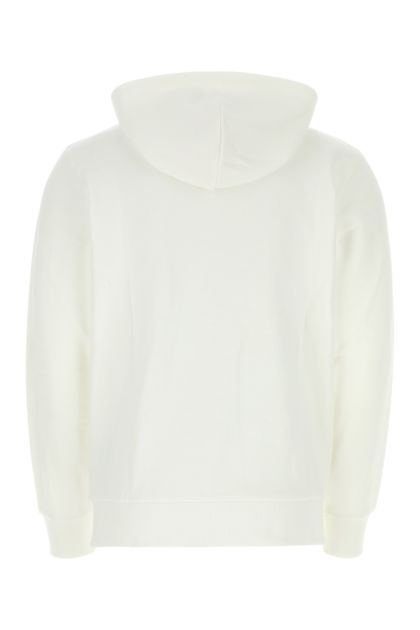 Hooded Script Embroidery Sweat in cotone bianco