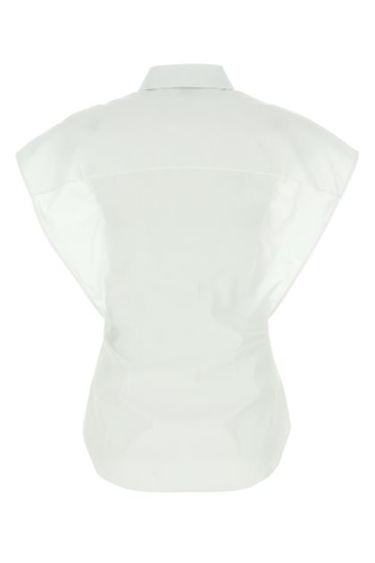 Camicia smanicata in popeline bianco